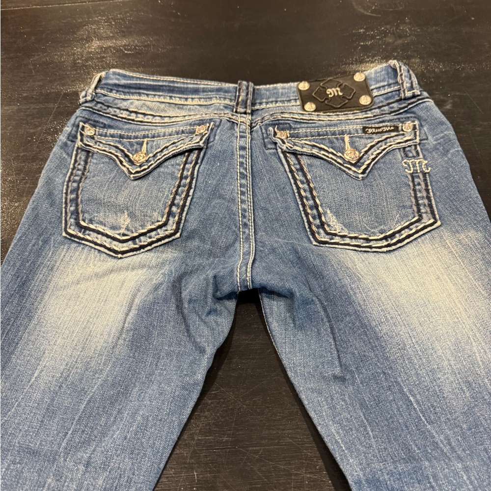 Miss Me Faded Blue Jeans with Embroidered Pockets